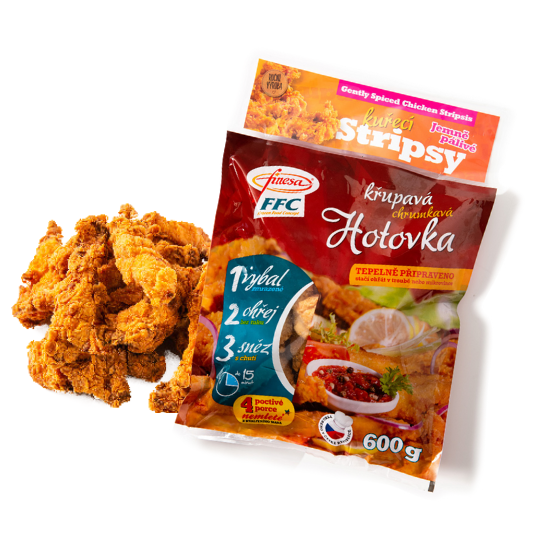 Kuřecí stripsy jemně pálivé 600g mražené