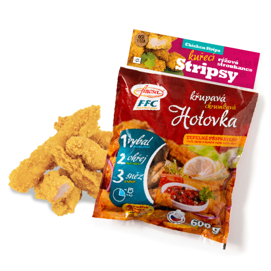Kuřecí stripsy v rýžové strouhance bez lepku 600g mražené